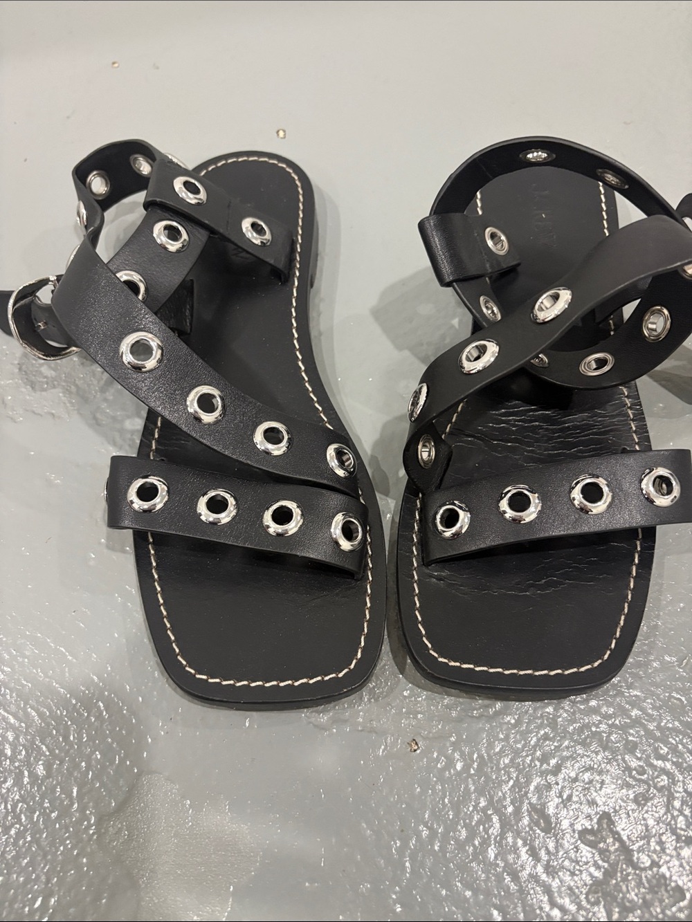 Jcrew collection Black Grommet Detail Women's Sandals